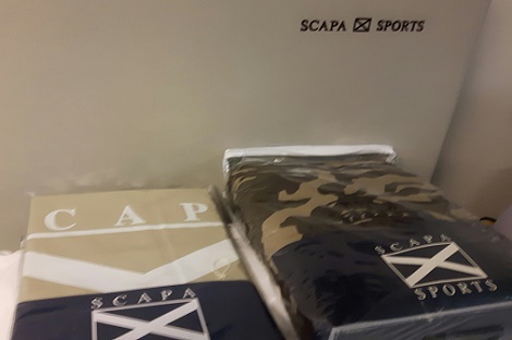 Scapa overtrek beige, legerprint geweven,bruin , opruiming,140x200,220cm.